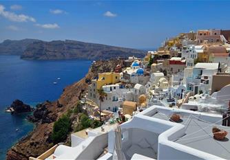 Modrobílé Santorini