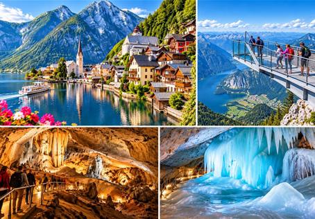 Hallstatt, Mamutí a ledová jeskyně, vyhlídka 5 prstů